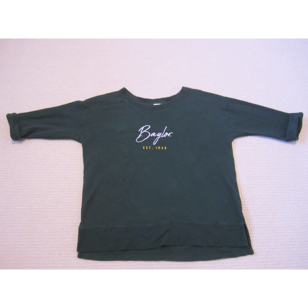 Baylor Bears Shirt‎ Womens Large Green Yellow Casual Script Logo University